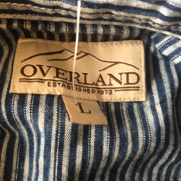 Overland western tie die stripe cotton short w/ snaps - Sz L - Picture 5 of 5